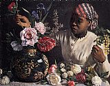 Frederic Bazille African woman with Peonies painting